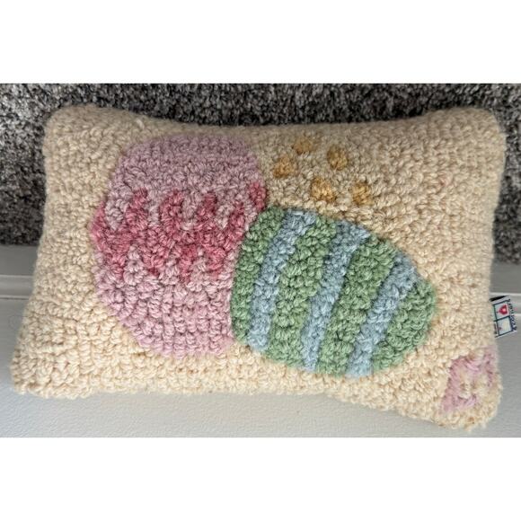 4 Corners Other - 4 Corners Easter eggs hand hooked wool throw pillow